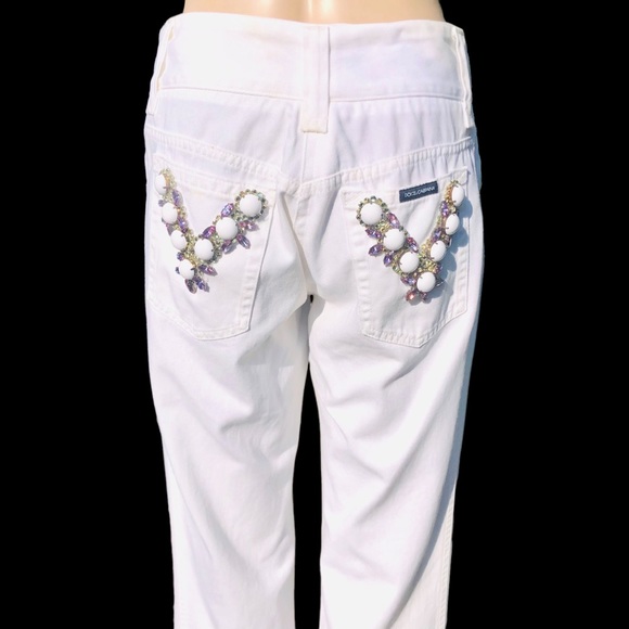 Dolce Gabbana white jeans with crystals Sz 30 x 32 - Picture 3 of 16